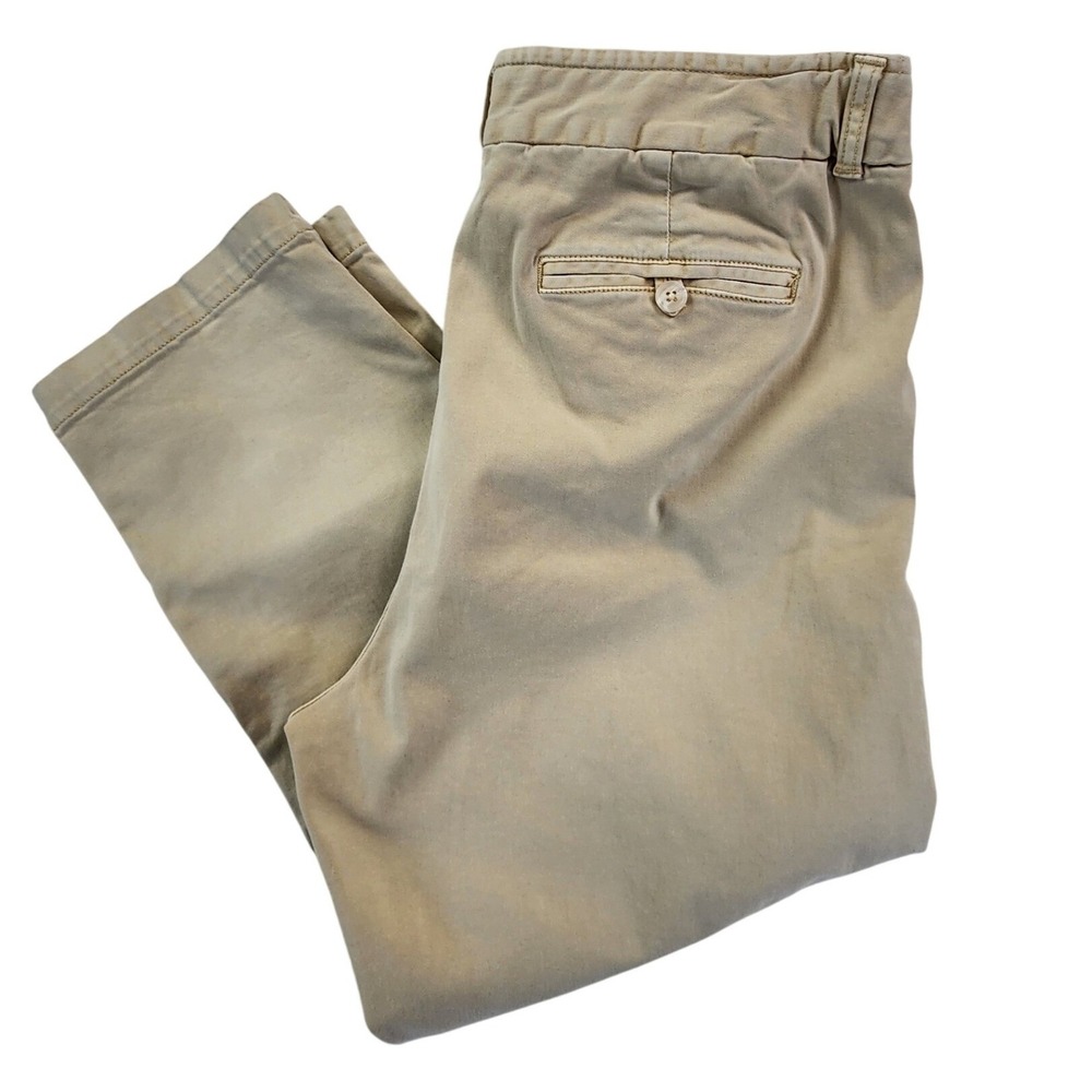 Coldwater Creek Womens 14 Tan Chino Pant Natural Fit Stretch Waist Coastal Work